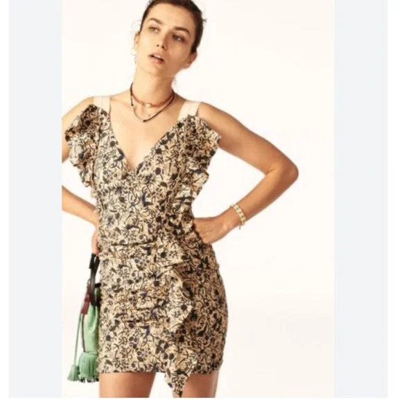 美品　Isabel Marant ひまわり柄　ワンピース　ノースリーブ　1 DAMA collectionノースリーブワンピース ひまわり刺繍 大きい